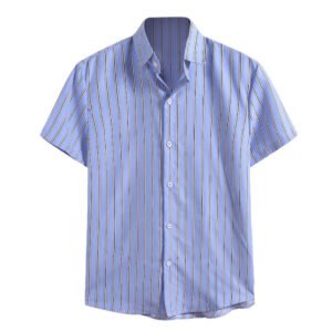 Sky Blue Striped Half Sleeve Shirt