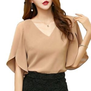 Champagne Grace Flutter Sleeve Blouse
