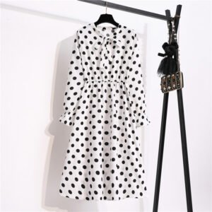 Classic Black & White Polka Dot Bow Dress