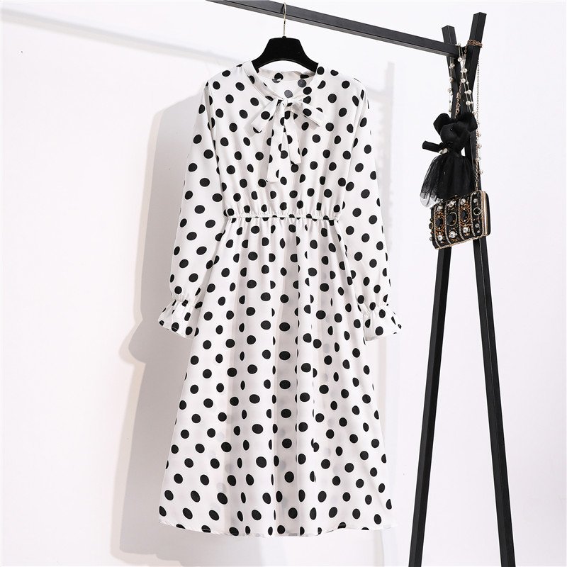 Classic Black & White Polka Dot Bow Dress
