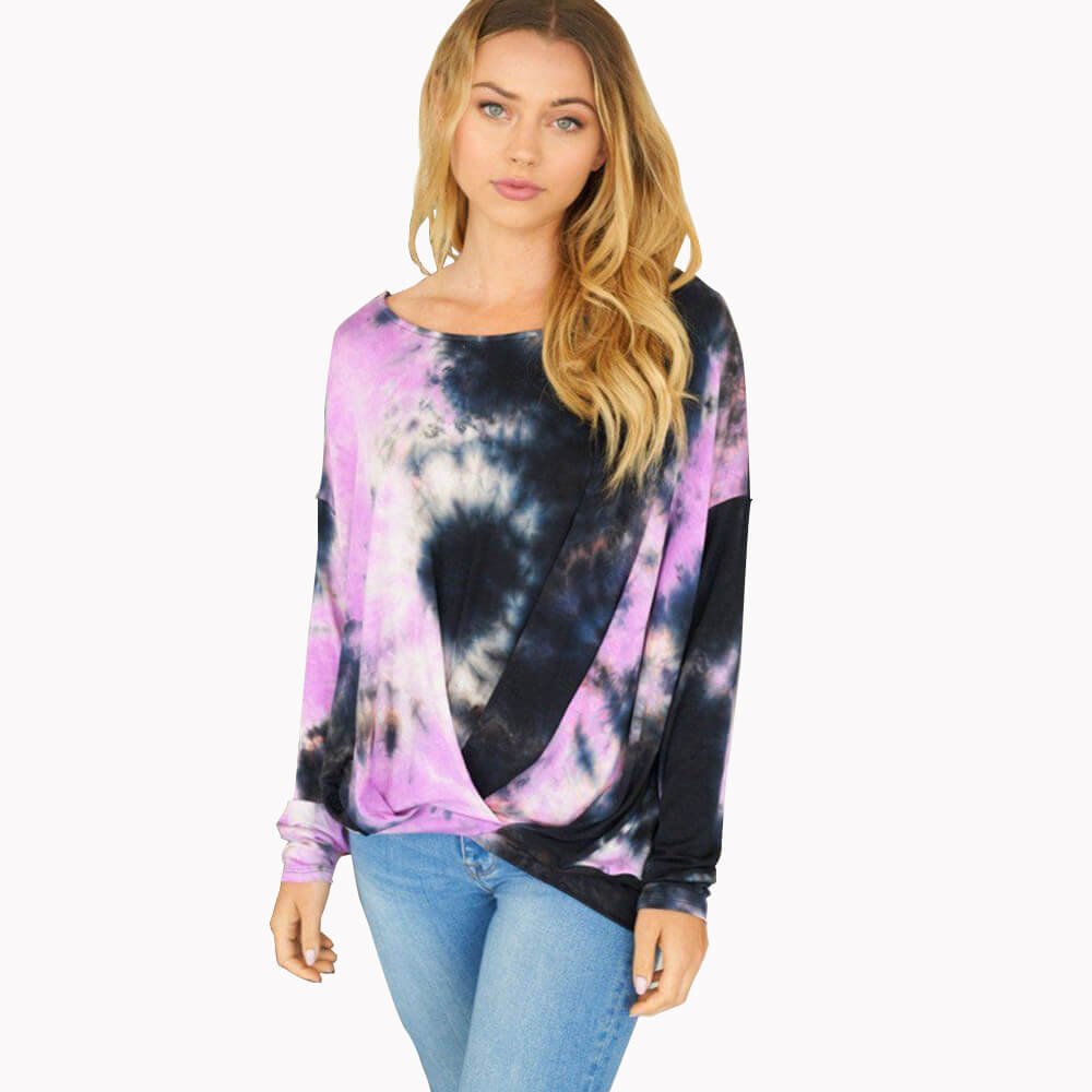 Galaxy Tie-Dye Twist Front Top