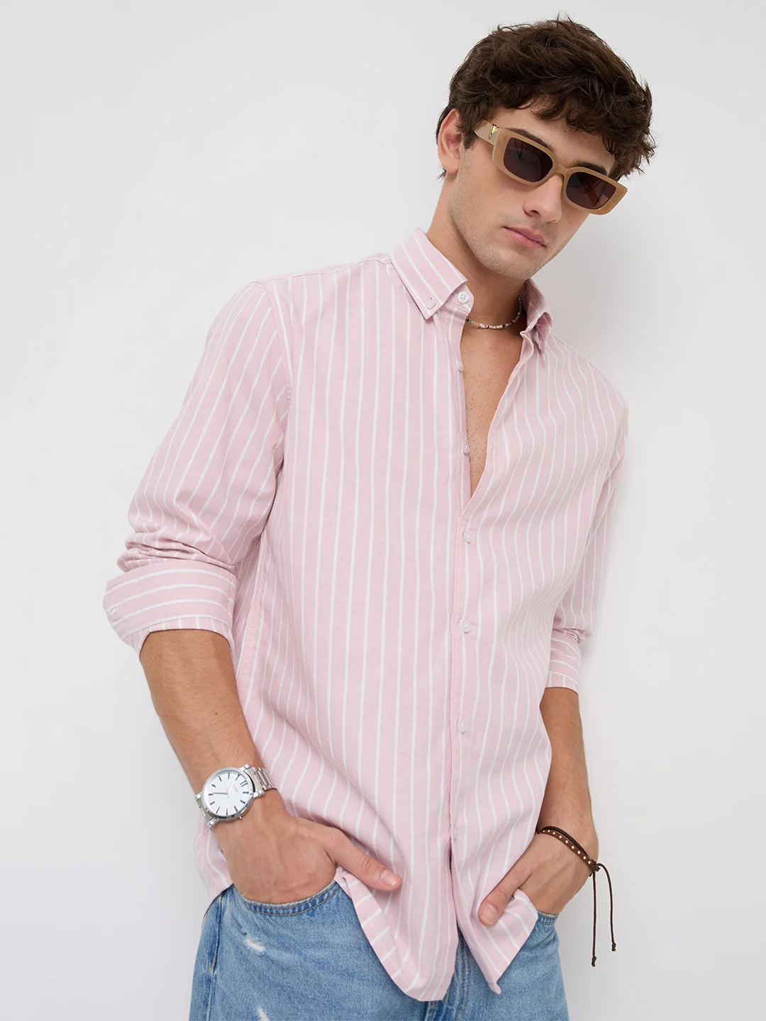 Pink Candy Striped Shirt