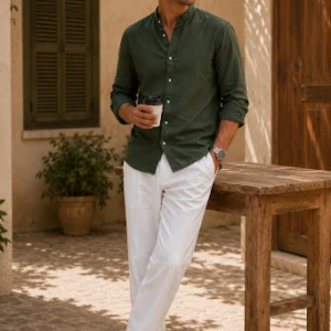 Riviera Linen Mandarin Shirt