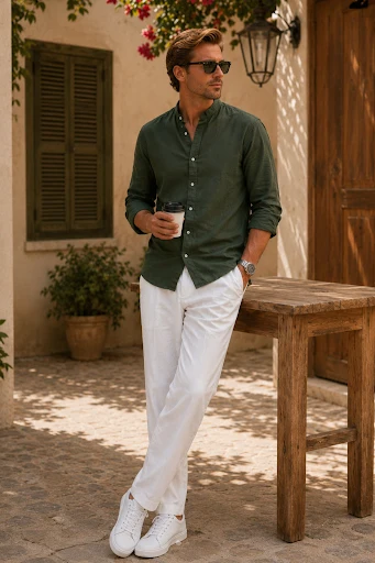 Riviera Linen Mandarin Shirt