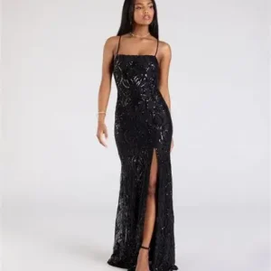 Midnight Sparkle Sequin Evening Gown