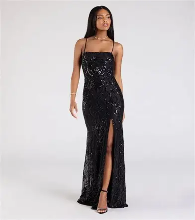 Midnight Sparkle Sequin Evening Gown