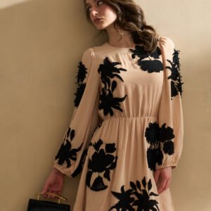 Midnight Bloom Embroidered Mini Dress