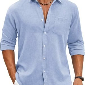 Sky Blue Linen Blend Shirt