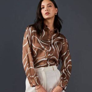 Abstract Print Satin Shirt